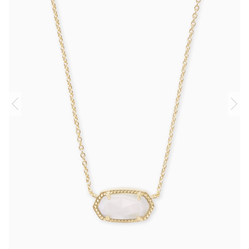 Elisa Gold Necklace In White Mother-of-Pearl